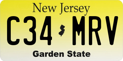 NJ license plate C34MRV