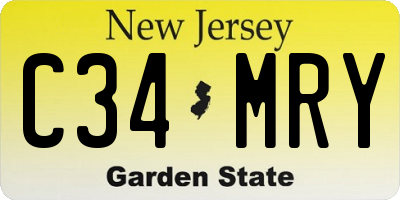 NJ license plate C34MRY
