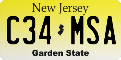NJ license plate C34MSA