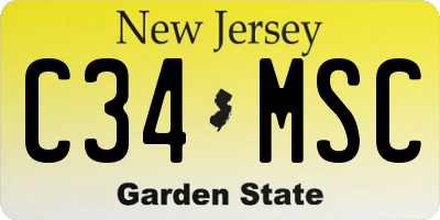 NJ license plate C34MSC