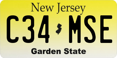 NJ license plate C34MSE