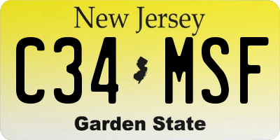 NJ license plate C34MSF