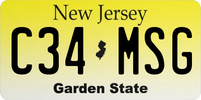 NJ license plate C34MSG