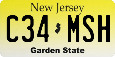 NJ license plate C34MSH