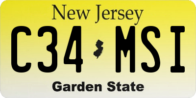 NJ license plate C34MSI