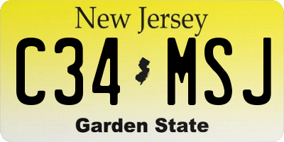 NJ license plate C34MSJ