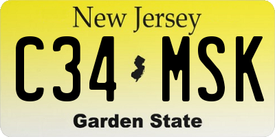 NJ license plate C34MSK