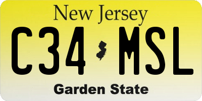 NJ license plate C34MSL