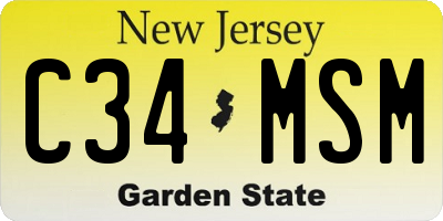 NJ license plate C34MSM
