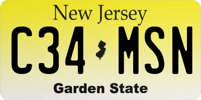 NJ license plate C34MSN