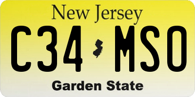 NJ license plate C34MSO