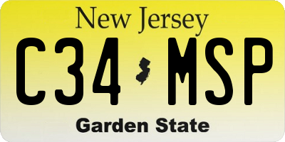 NJ license plate C34MSP