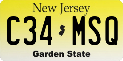 NJ license plate C34MSQ