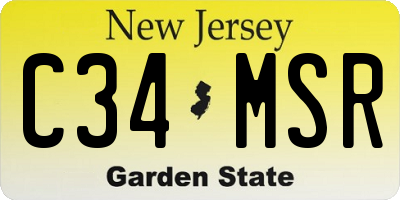 NJ license plate C34MSR