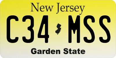 NJ license plate C34MSS