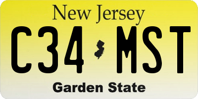NJ license plate C34MST