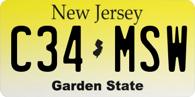 NJ license plate C34MSW