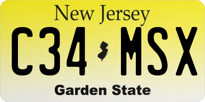 NJ license plate C34MSX