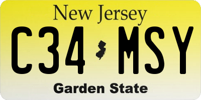 NJ license plate C34MSY
