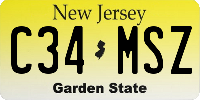 NJ license plate C34MSZ