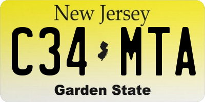NJ license plate C34MTA