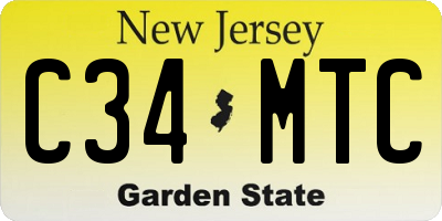 NJ license plate C34MTC