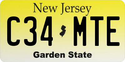 NJ license plate C34MTE
