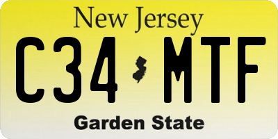 NJ license plate C34MTF