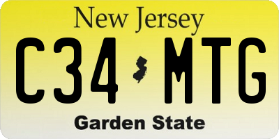 NJ license plate C34MTG