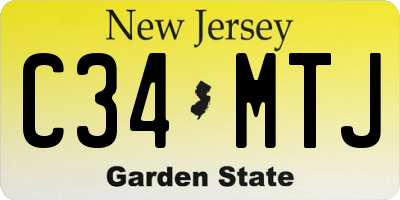 NJ license plate C34MTJ