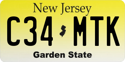 NJ license plate C34MTK