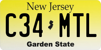 NJ license plate C34MTL