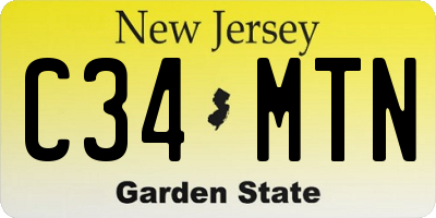 NJ license plate C34MTN