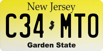 NJ license plate C34MTO