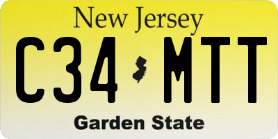 NJ license plate C34MTT