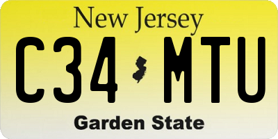 NJ license plate C34MTU