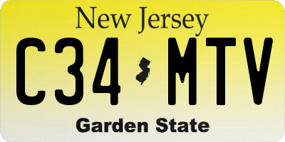NJ license plate C34MTV