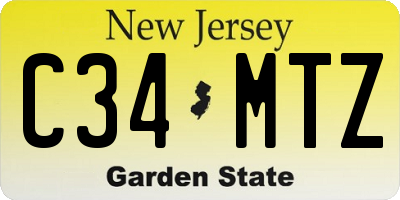 NJ license plate C34MTZ