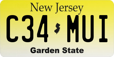 NJ license plate C34MUI