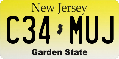 NJ license plate C34MUJ