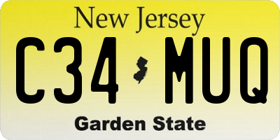 NJ license plate C34MUQ