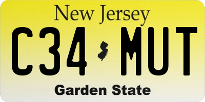 NJ license plate C34MUT