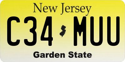 NJ license plate C34MUU