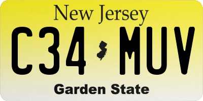 NJ license plate C34MUV