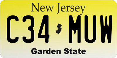 NJ license plate C34MUW
