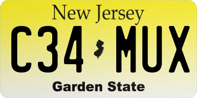 NJ license plate C34MUX