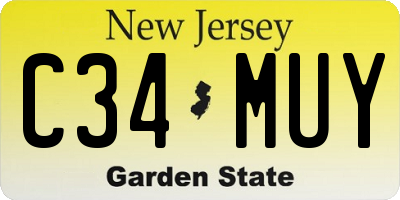 NJ license plate C34MUY