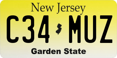 NJ license plate C34MUZ