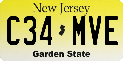 NJ license plate C34MVE