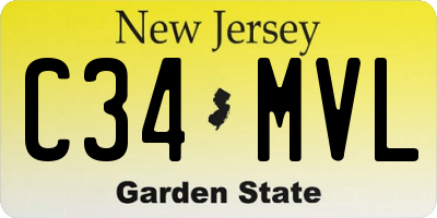 NJ license plate C34MVL